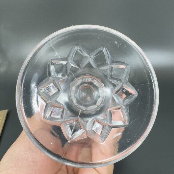 Antique Adams Glass Co Jacobs Tears Clear Goblets Cups Set 2 Manganese 365nm UV - Picture 10 of 15